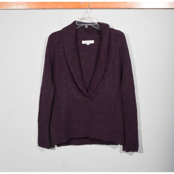 Ann Taylor LOFT 269937 Alpaca Blend Purple Knit Shawl Collar Sweater Sz XS - Picture 1 of 3